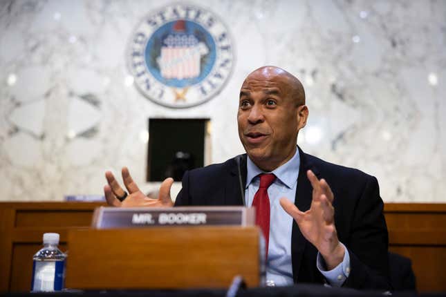Sen. Cory Booker (D-N.J.) speaks during a Senate Judiciary Committee hearing on Capitol Hill May 2, 2023.