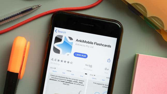 AnkiMobile Flashcards mobile app logo on phone screen 