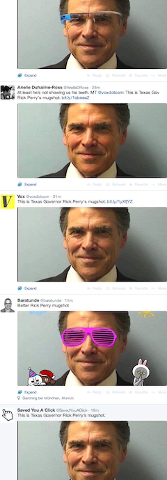 Rick Perry mugshot on Twitter