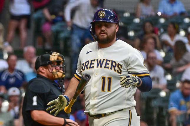 Rowdy Tellez with a statement about the Milwaukee Brewers to the