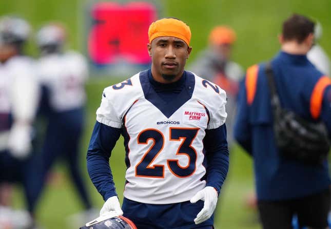 May 23, 2022; Englewood, CO, USA; Denver Broncos cornerback Ronald Darby (23) during OTA workouts at the UC Health Training Center.