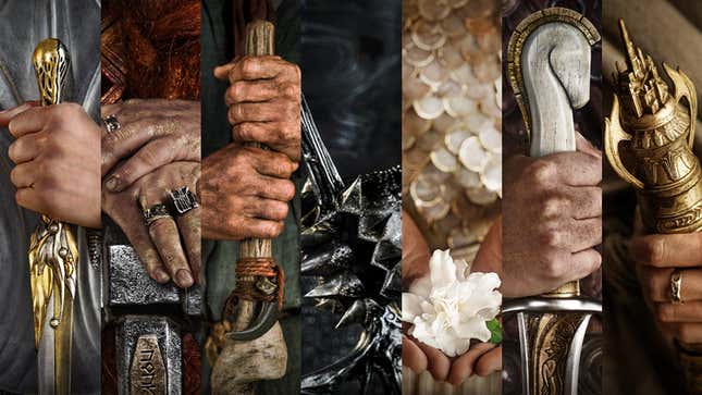 The many mysterious hands of Amazon's Lord of the Rings: The Rings of Power character posters.