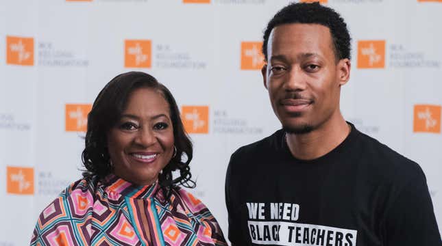 W.K. Kellogg Foundation President and CEO La June Montgomery Tabron, left, Tyler James Williams at the 2023 Essence Festival of Culture presented by Coca-Cola.