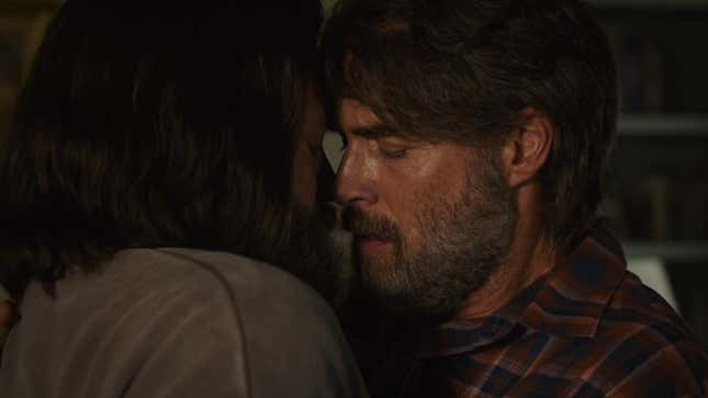 Bill and Frank are seen pulling away from a kiss in Bill's living room.