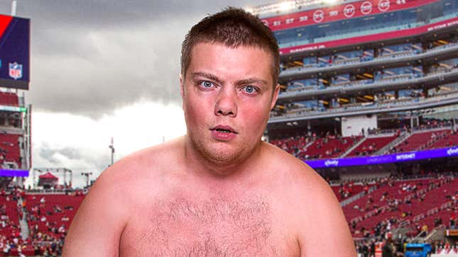 Streaker darts on field of NFL game, somehow grabs a football then