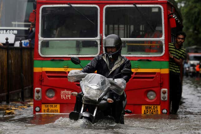A water-logged Mumbai street on July 1, 2019.