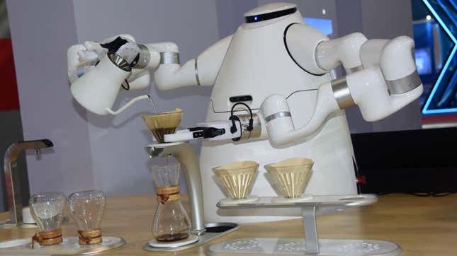 A robot with arms making coffee in Beijing 