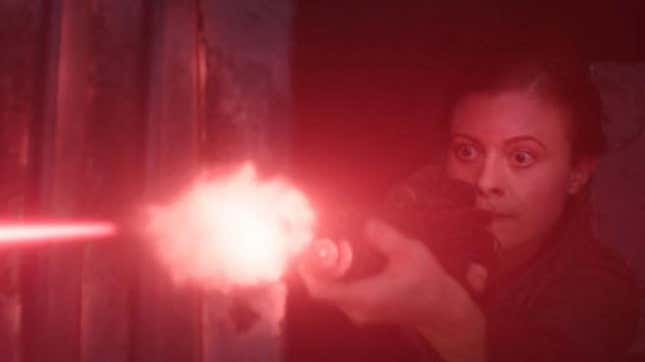 Aunt Beru with a blaster.