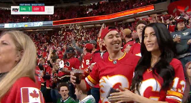 Calgary Flames fans take on random antics for playoff superstitions
