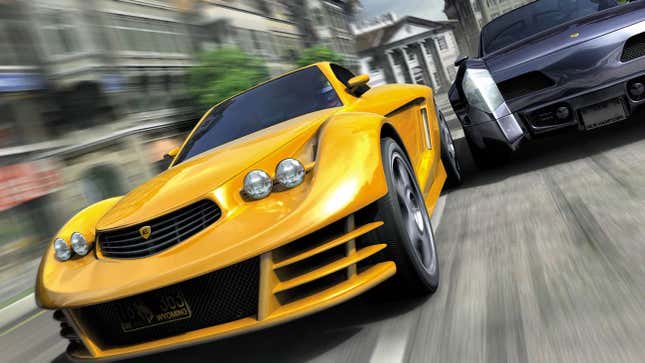 A promotional image from the Xbox game Apex, featuring orange and black fictional sports cars that the player is able to "build" in the campaign mode.
