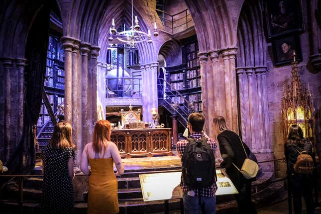 Visiting Dumbledore's office on the WB London Studio Tour