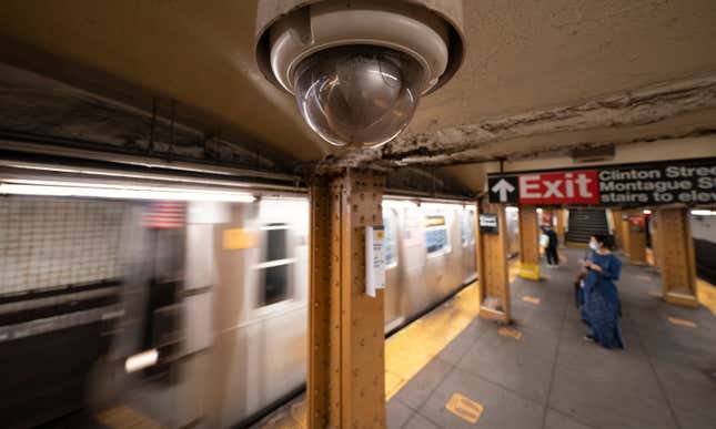 Photo of security camera in subway station