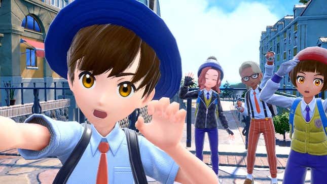 The player character takes a seflie in Paldea.
