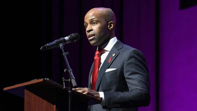 Alphonso B. David speaks on stage at World AIDS Day 2017 on December 1, 2017 in Brooklyn, New York. 