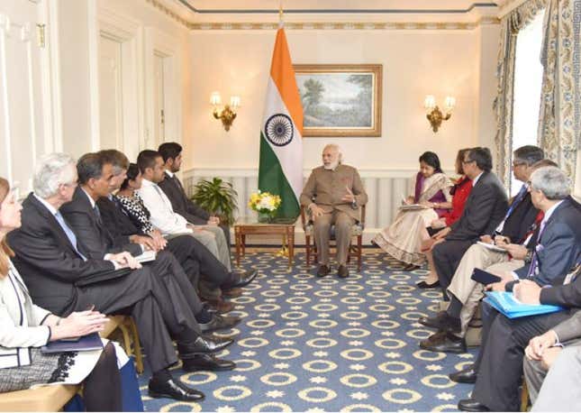 Indian Prime Minister Narendra Modi presides over the signing of the MoU with the United States for hosting the third LIGO detector in India.
