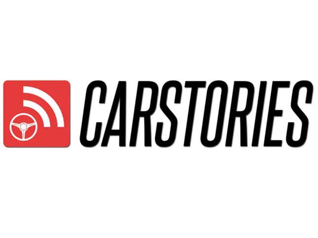 The logo from the Petersen Museum's CarStories podcast