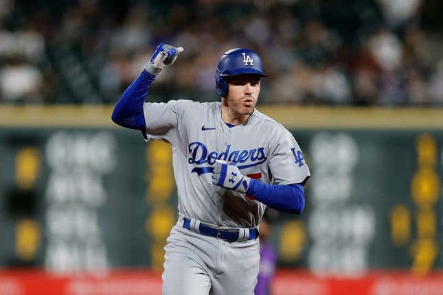 Will Smith of the Los Angeles Dodgers rounds the bases after