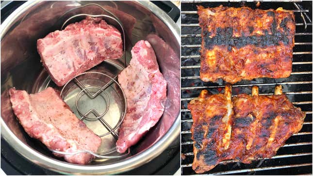Baby back ribs cooked in Instant Pot and finished on the grill