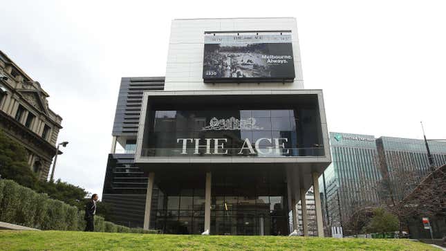 A general view of the Fairfax Media offices, one of the companies being sued, in Melbourne, Australia.