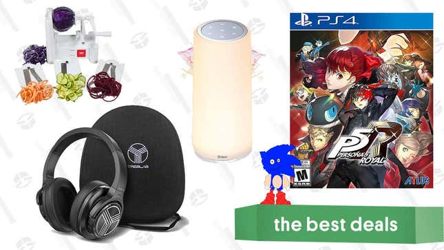 Image for article titled Thursday&#39;s Best Deals: Persona 5 Royal, Pandero 6-Blade Vegetable Spiralizer &amp; Slicer, Treblab Z2 Wireless Headphones, Odec White Noise Bedside Lamp, and More