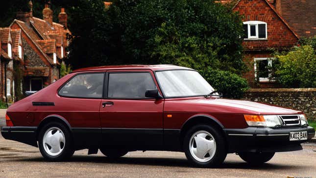 A photo of a red Saab 900S. 