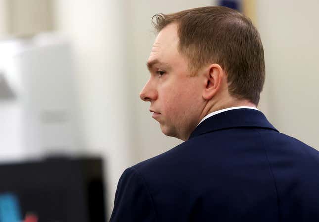 Former Fort Worth Police Officer Aaron Dean attends the first day of his murder trial on Monday, Dec. 5, 2022, in Fort Worth, Texas. Dean is accused of fatally shooting Atatiana Jefferson in 2019 during a police call. 