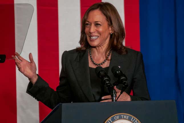 Vice President Kamala Harris speaks at the E.E. Bass Cultural Arts Center in Greenville, Miss., after touring a small business, on Friday, April 1, 2022.