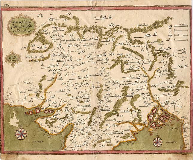 Katib Celebi’s map of northern India.