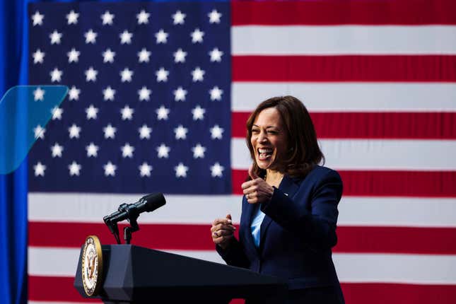 Vice President Kamala Harris delivers remarks at the William J. Rutter Center about maternal health crisis on Thursday, April 21, 2022, in San Francisco.