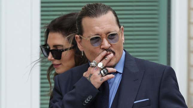 Johnny Depp during a break in his trial at a Fairfax County Courthouse on May 27, 2022.