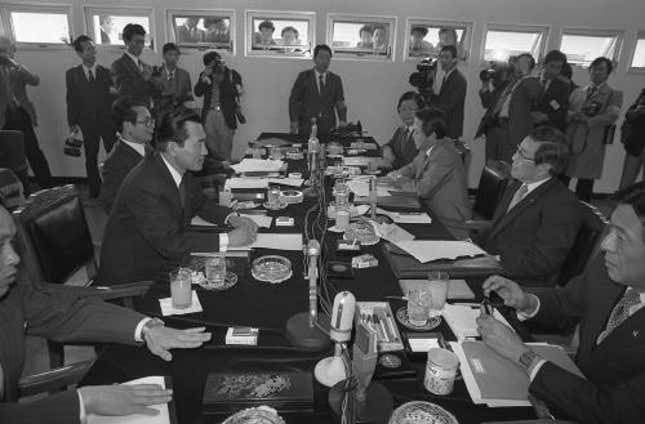 The first South-North Korea Sports Talks held in 1984 in the border village of Panmunjom.