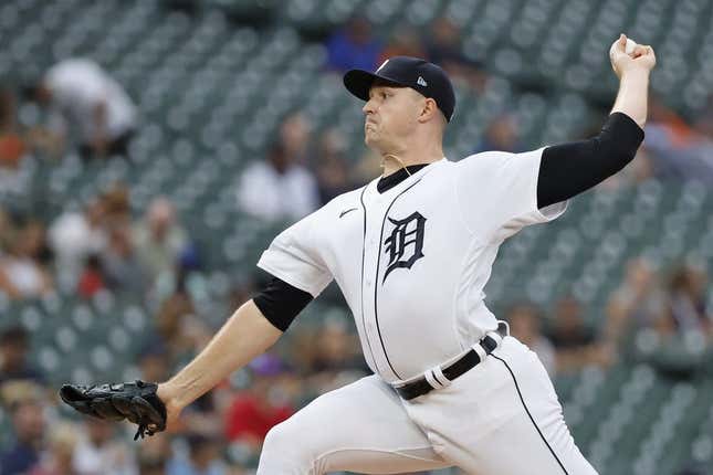 Aug 29, 2023; Detroit, Michigan, USA; Detroit Tigers starting pitcher Tarik Skubal (29) pitches in the first inning against the New York Yankees at Comerica Park.