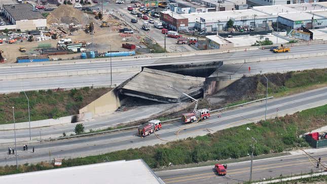 The I-95 highway was extensively damaged after a fuel truck exploded beneath it outside Philadelphia.