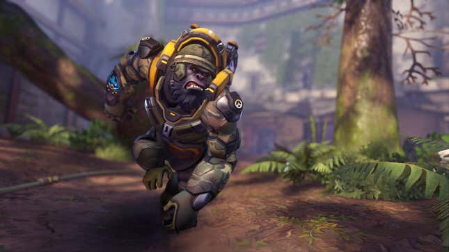 Winston is shown walking through a forest.