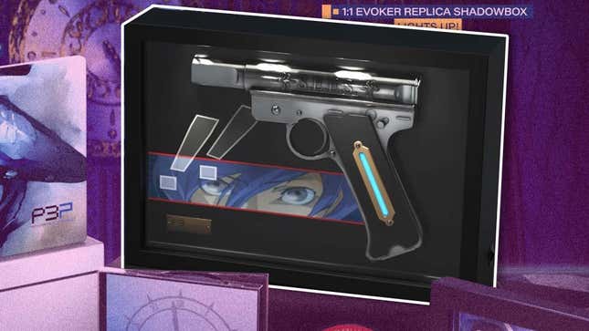 An image highlights the Evoker shadowbox that comes with Limited Run's collector's Persona 3 Portable edition.