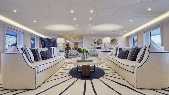 A photo of the interior of the Omnia yacht. 