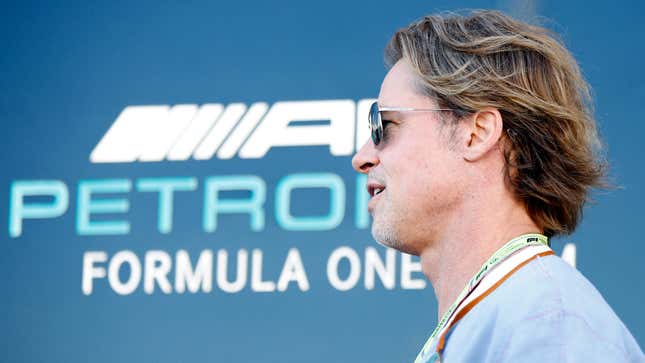 Brad Pitt at the Circuit of the Americas for the 2022 Formula 1 U.S. Grand Prix.