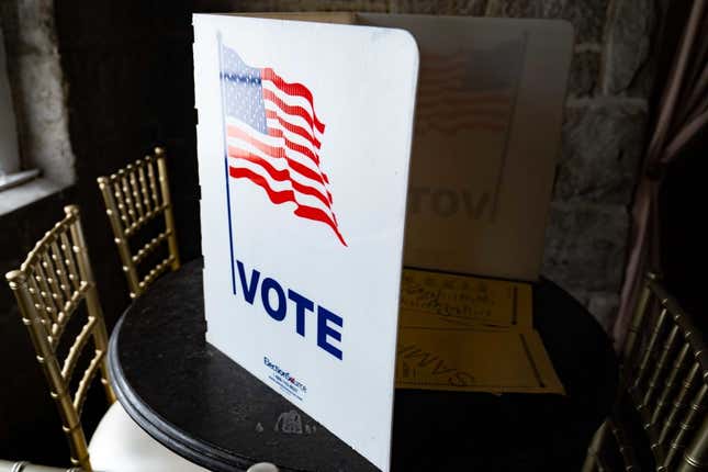 ATLANTA, GA - MAY 24: Voters visit polling places to cast their ballots in the 2022 Primary Election on May 24, 2022, in Atlanta, Georgia. Voters will be voting on U.S. Senate seats, the Governor position, Georgia Secretary of State, congressional seats, as well as many other positions.