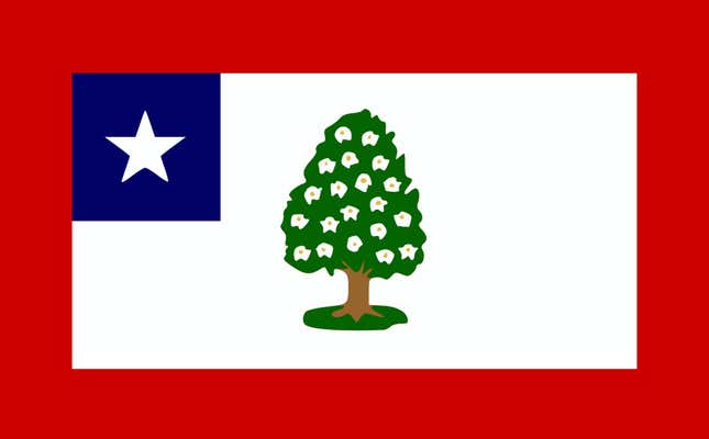 Mississippi's state flag, 1861–1865 features a magnolia tree