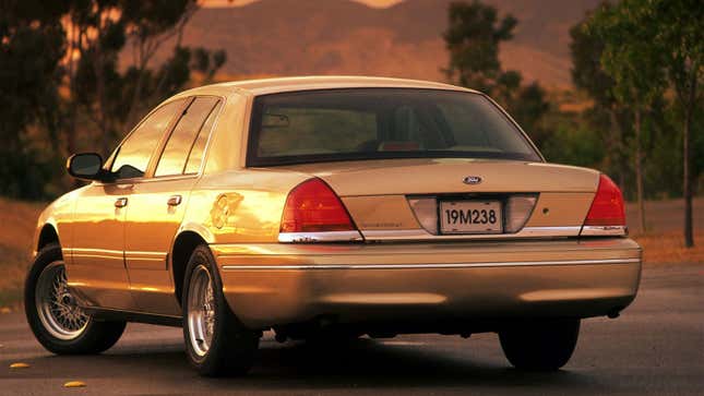A photo of the rear quarter on a Ford Crown Victoria. 