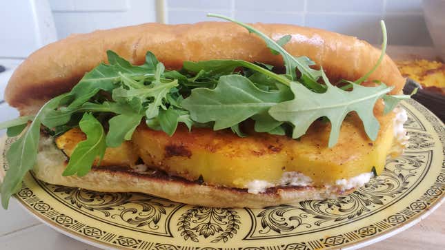 Roast Kabocha Squash Hoagie with Onion + Garlic Mayo