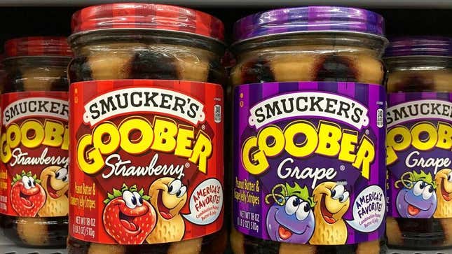 Goober Strawberry and Goober Grape on grocery shelf