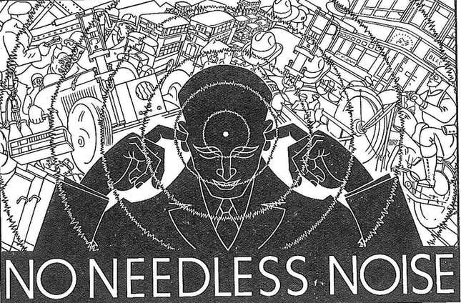 A promotion for the British Anti-Noise League, which was active in the 1930s.