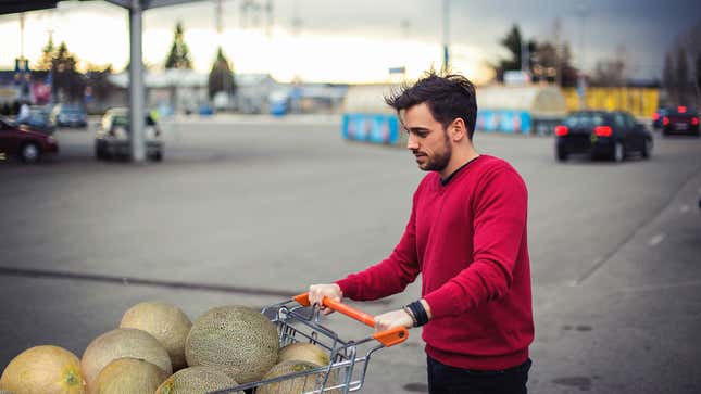 Image for article titled Man Who Went To Grocery Store Horny Leaves With Way Too Many Overripe Melons