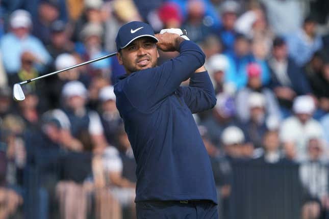 July 20, 2023; Hoylake, ENGLAND, GBR; Jason Day plays his shot from the fourth tee during the first round of The Open Championship golf tournament at Royal Liverpool.