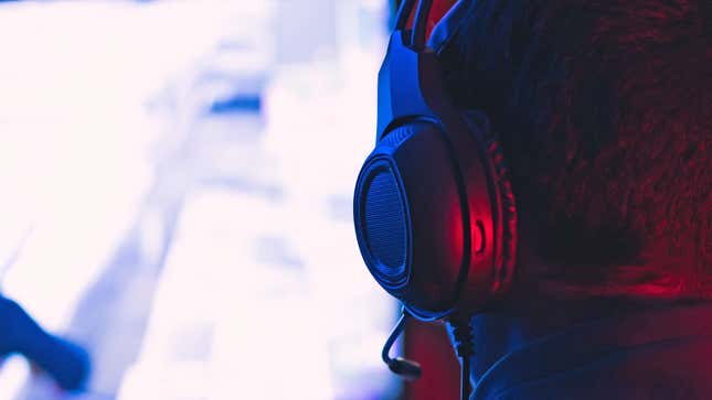 photo of a person wearing a gaming headset