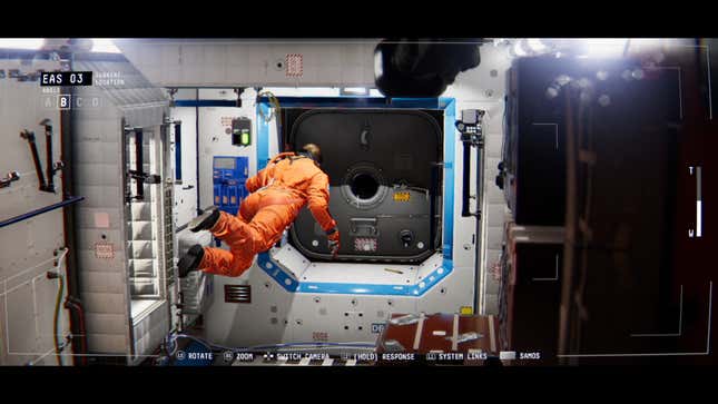An astronaut floats in a space station in Observation.