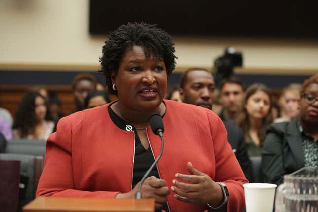 Former Democratic leader in the Georgia House of Representatives and founder and chair of Fair Fight Action Stacey Abrams testifies during a hearing before the Constitution, Civil Rights and Civil Liberties Subcommittee of House Judiciary Committee June 25, 2019 on Capitol Hill in Washington, DC. The subcommittee held a hearing on “Continuing Challenges to the Voting Rights Act Since Shelby County v. Holder.”