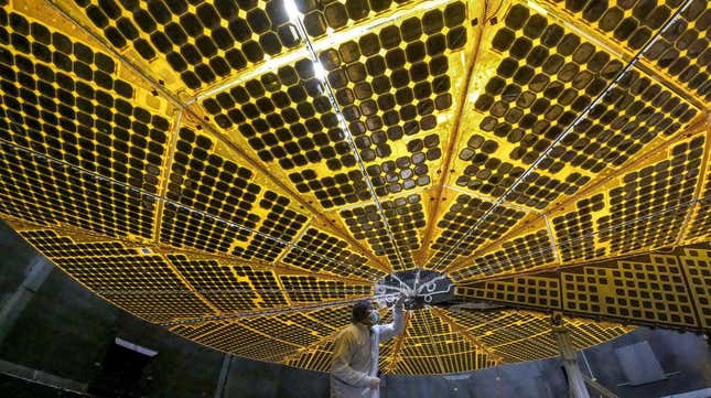Lucy is equipped with a pair of 22-feet-wide solar arrays on either side.