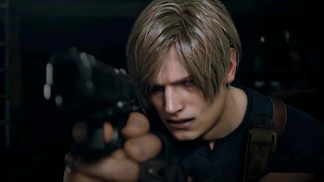 Leon points a gun at GameStop's pre-order system. 